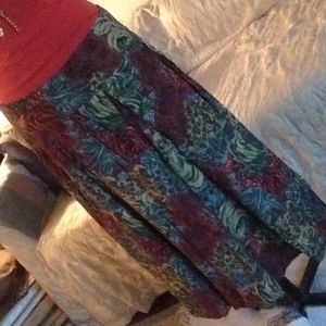 Rose print midi skirt